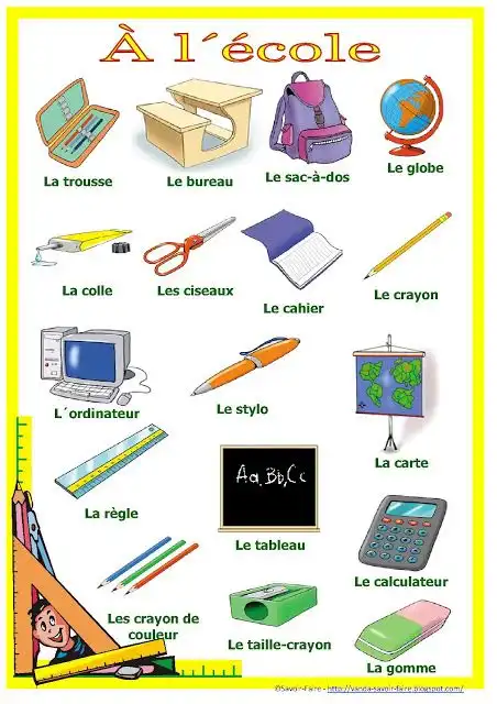 Vocabulaire de l'École en Français