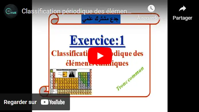 Classification périodique des éléments chimiques :Exercice 1