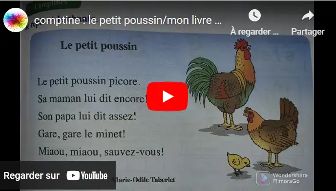 comptine : le petit poussin/mon livre de français/2AEP/unité 5/page:69