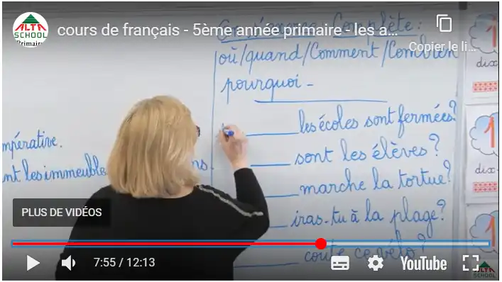 cours de français - 5ème année primaire - les adverbes interrogatifs
